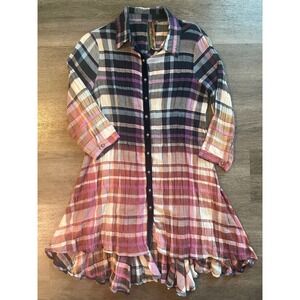 Aratta Silent Journey Plaid Ombré Button Up Tunic